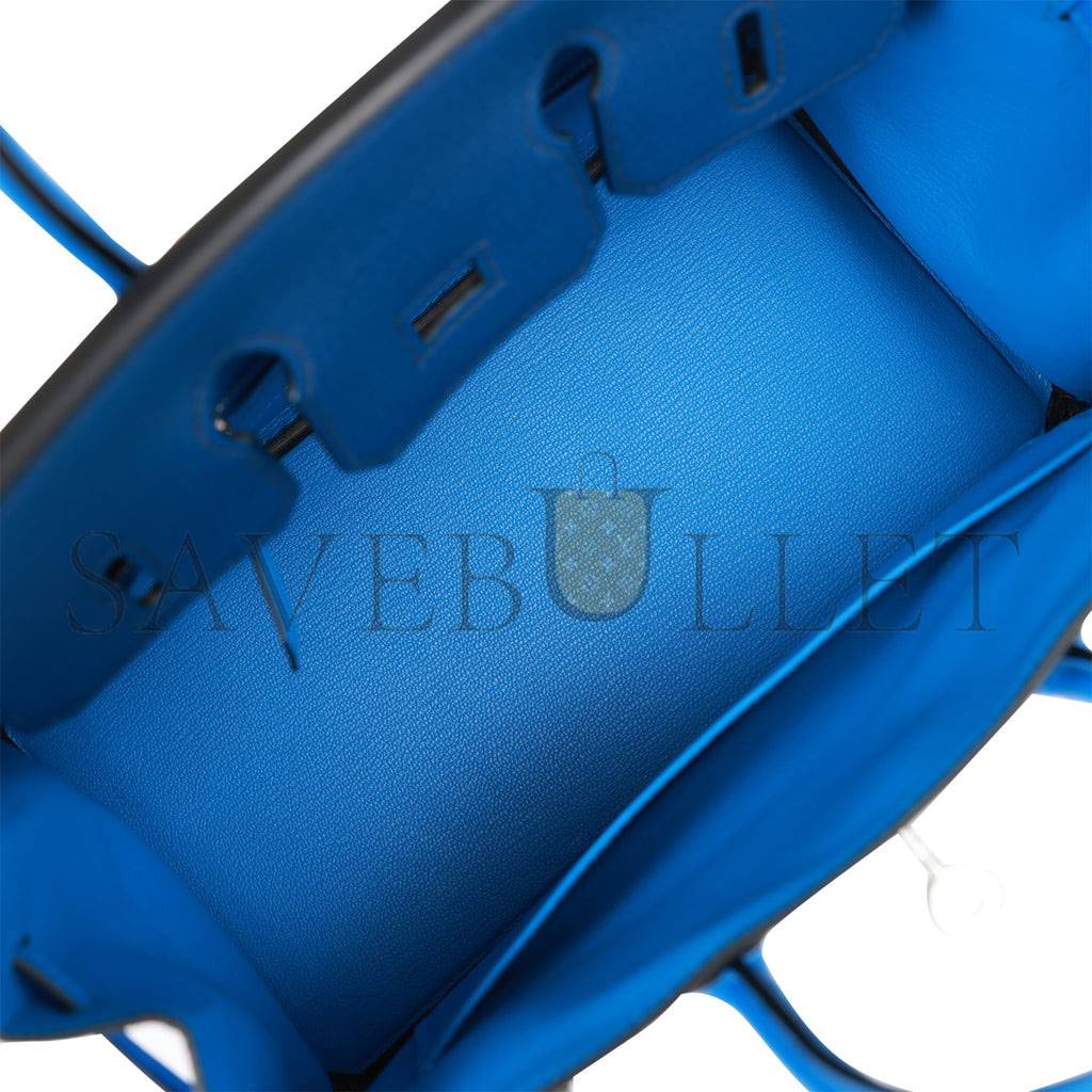 H**mes special order (hss) birkin 25 bleu hydra and bleu saphir chÈvre brushed palladium hardware handmade (25cm)