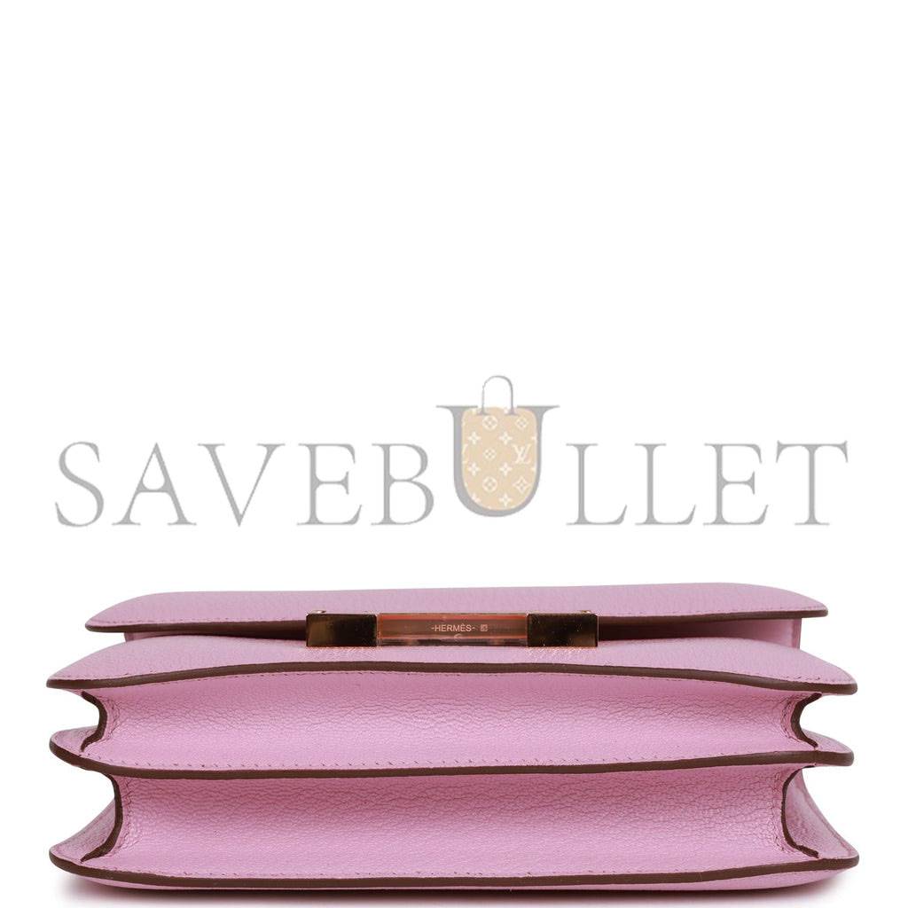 H**mes constance 18 mauve sylvestre chevre rose gold hardware (18cm)
