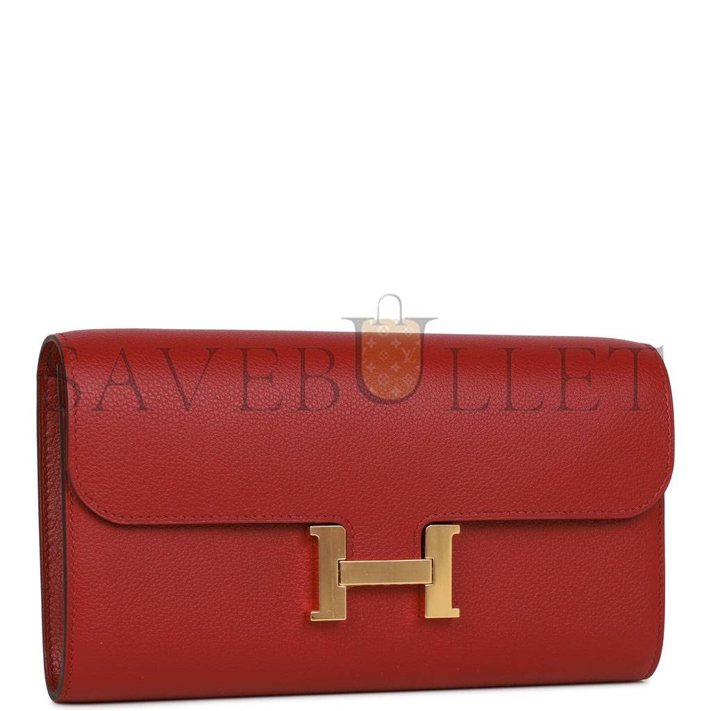 H**mes constance wallet to go rouge grenat evercolor gold hardware (8*4.5*1.5cm)