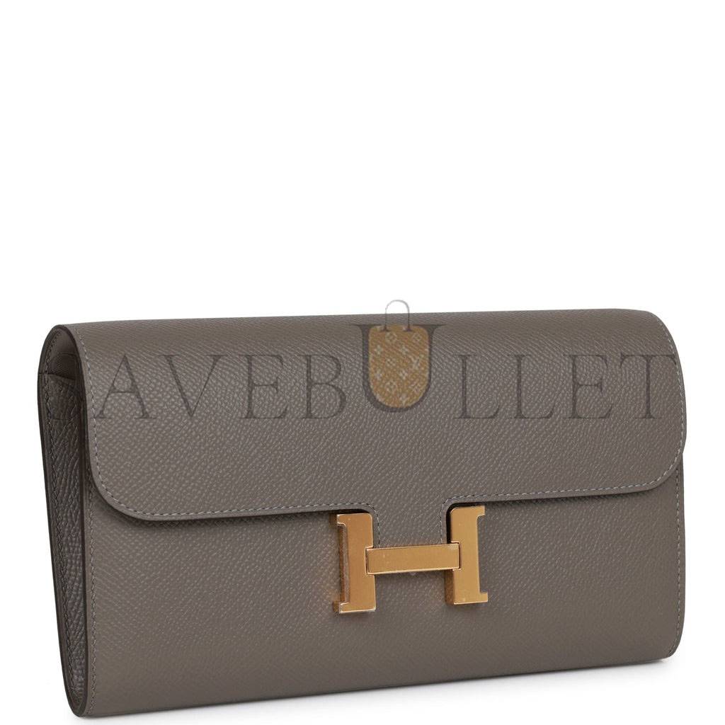 H**mes constance wallet to go gris meyer epsom gold hardware (20.5 x 13 x 2cm)