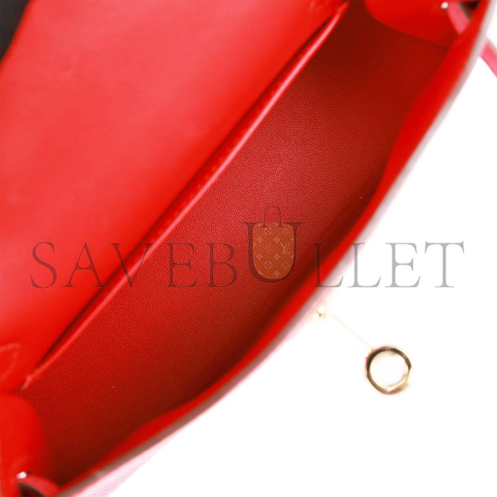 H**mes special order (hss) kelly mini sellier 20 rouge de coeur and rose lipstick chevre permabrass hardware (19*12*5.5cm)