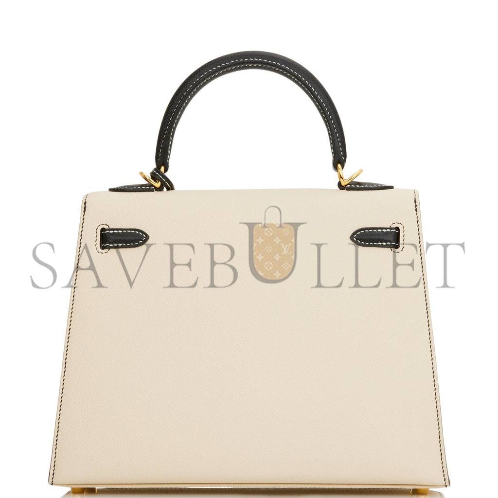 H**mes special order (hss) kelly sellier 25 nata and black epsom gold hardware handmade (25*17*7cm)