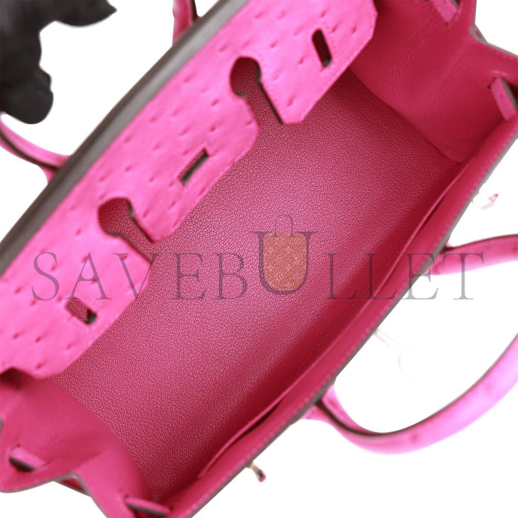 H**mes birkin sellier 25 rose pourpre ostrich palladium hardware handmade (25cm)