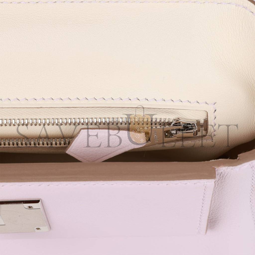 H**mes mini 2424 bag mauve pale verso evercolor and swift palladium hardware (23*17*11cm)