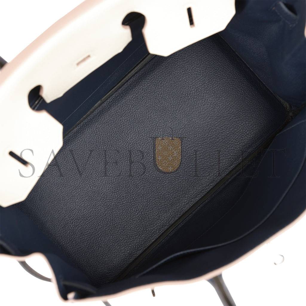 H**mes special order (hss) birkin 35 craie and bleu nuit togo palladium hardware (35*25*18cm)
