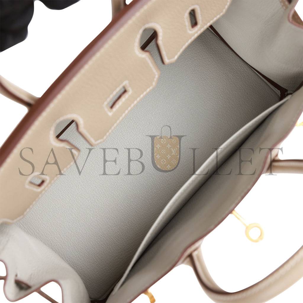 H**mes special order (hss) birkin 25 gris tourterelle verso chevre brushed gold hardware handmade (25cm)