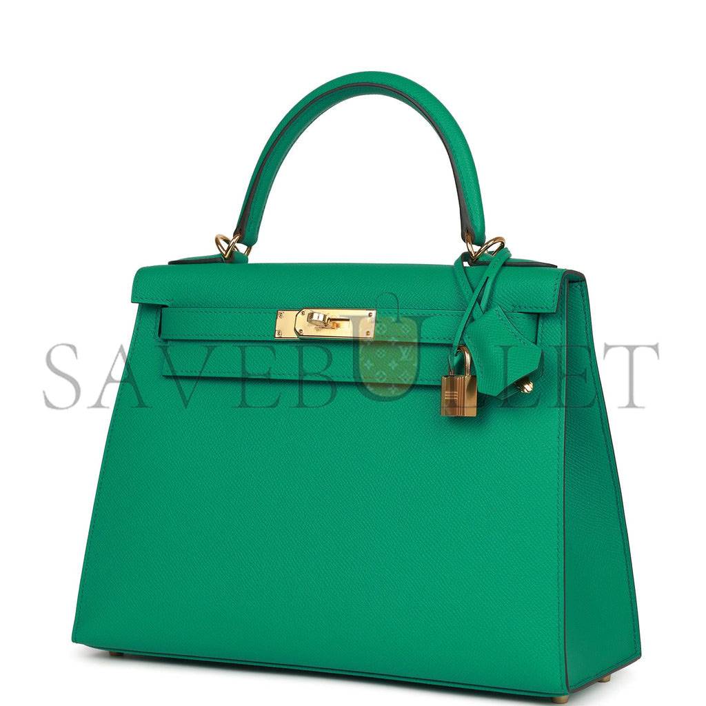 H**mes kelly sellier 28 vert jade epsom gold hardware (28*22*10cm)