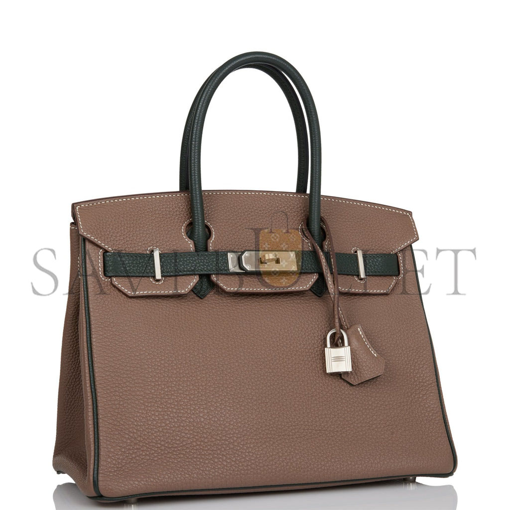 H**mes special order (hss) birkin 30 etoupe and vert fonce togo brushed palladium hardware ( 30cm*22*16cm)