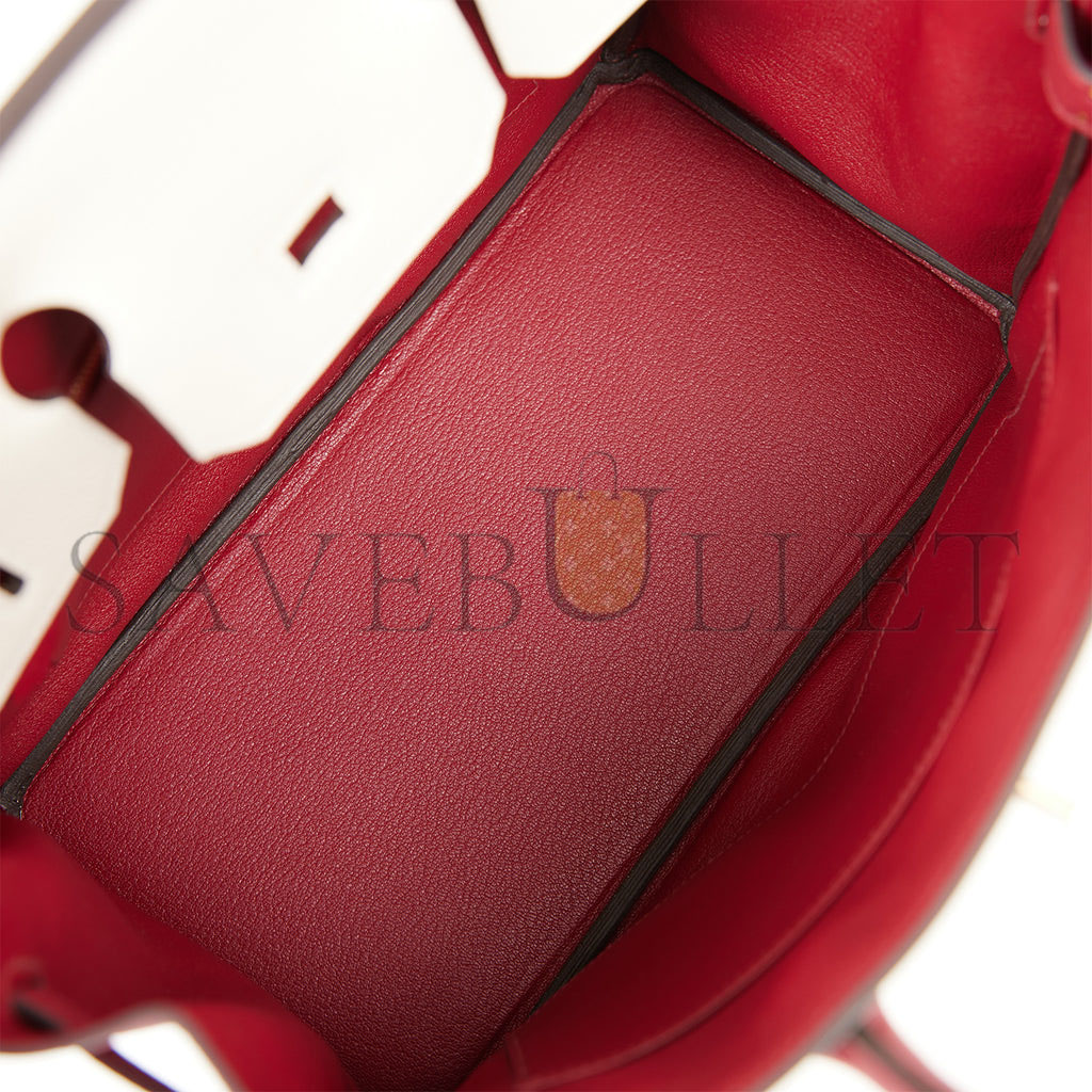 H**mes special order (hss) birkin 30 craie and rouge grenat togo permabrass hardware ( 30cm*22*16cm)