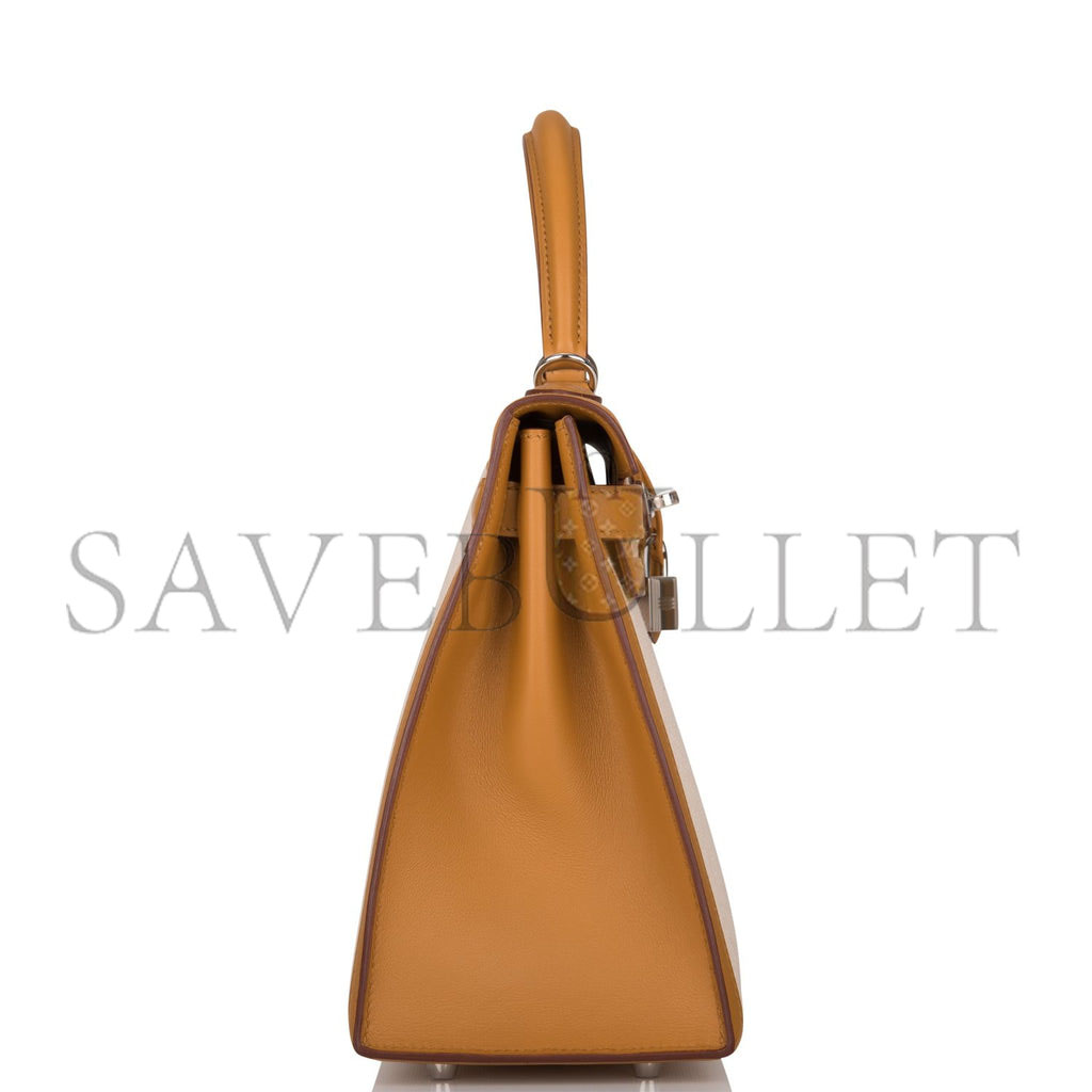 H**mes kelly sellier 28 sesame toile and swift palladium hardware (28*22*10cm)