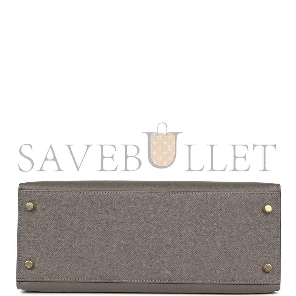 H**mes kelly sellier 28 gris meyer epsom gold hardware (28*22*10cm)