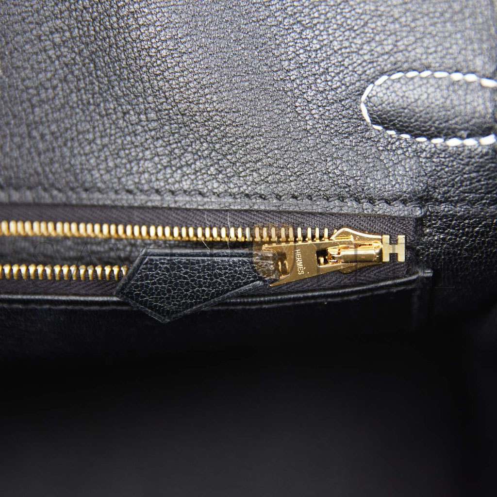 H**mes special order (hss) birkin 25 craie and black togo brushed gold hardware handmade (25cm)