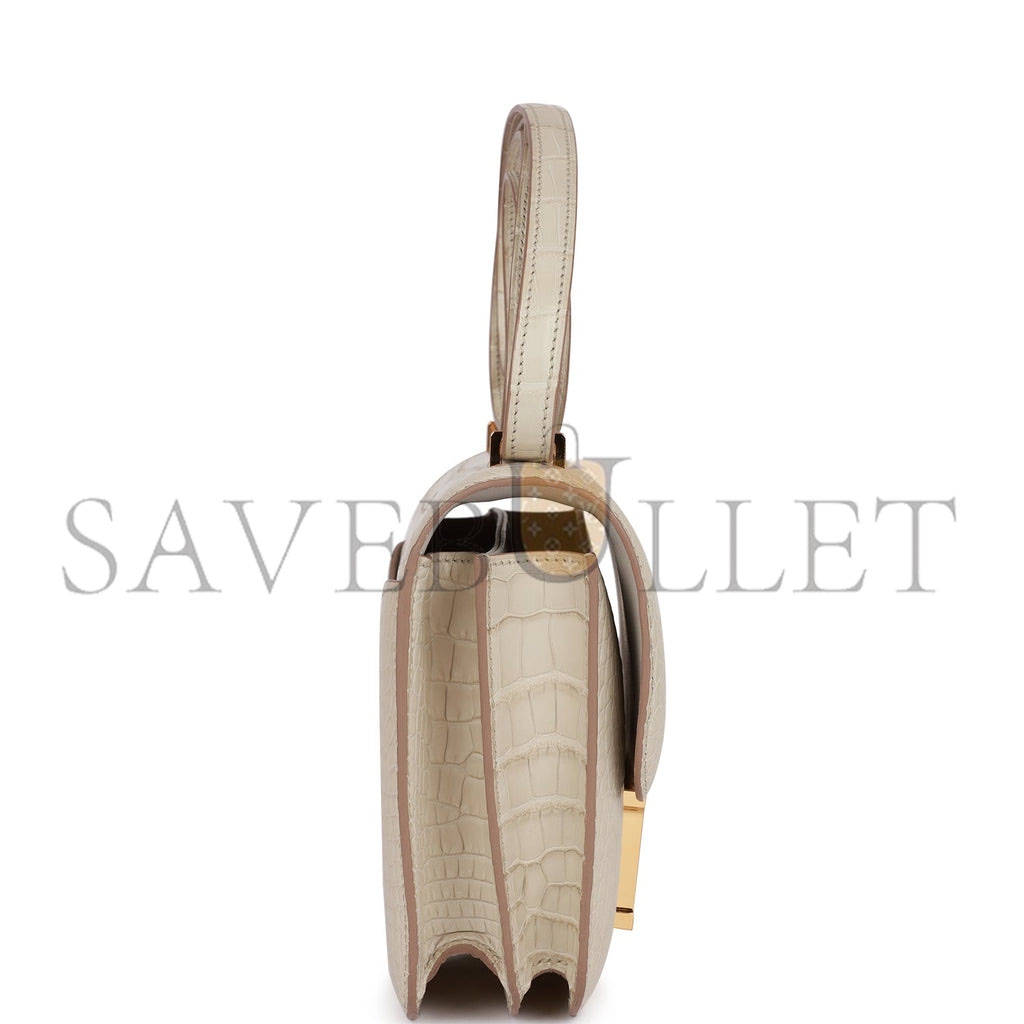 H**mes constance 18 beton matte alligator gold hardware (18cm)