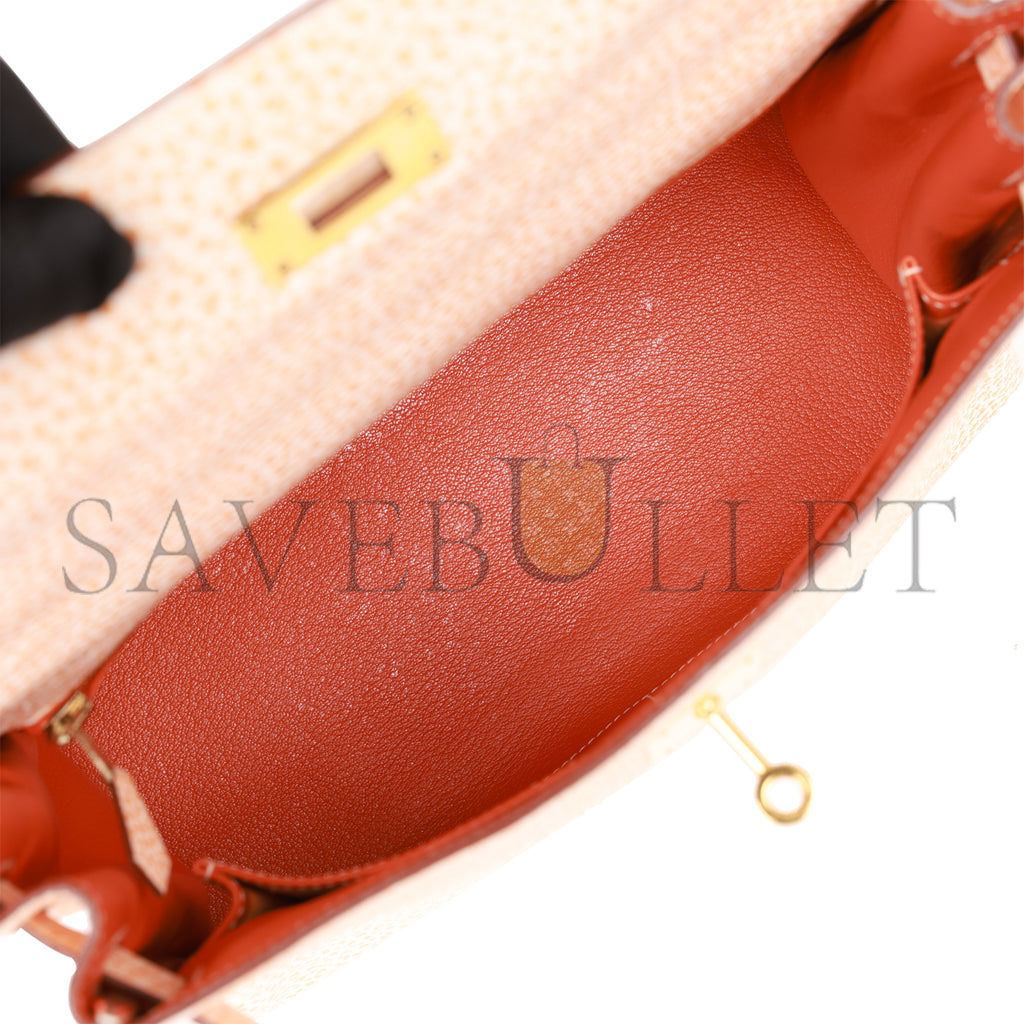H**mes vintage H**mes kelly retourne 28 orange dalmatian buffalo gold hardware(28*22*10cm)