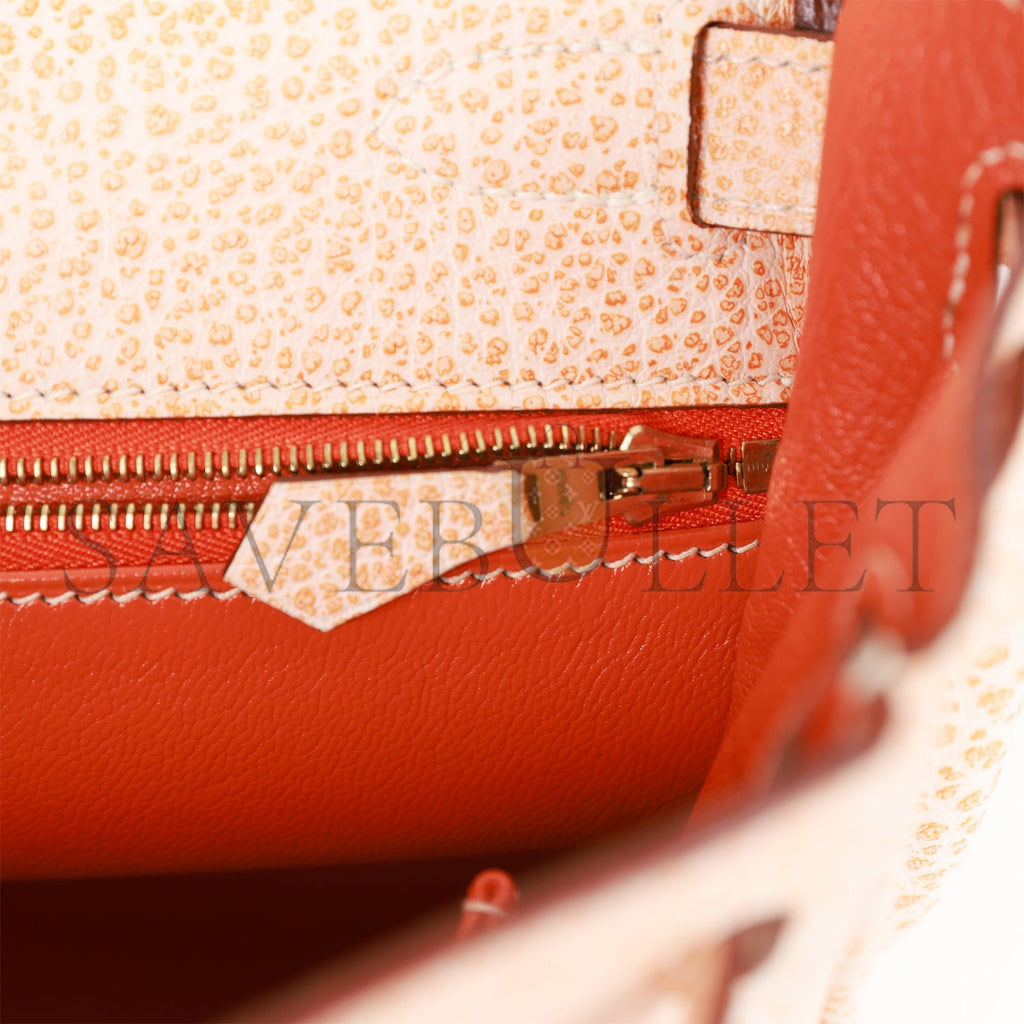 H**mes vintage H**mes kelly retourne 28 orange dalmatian buffalo gold hardware(28*22*10cm)