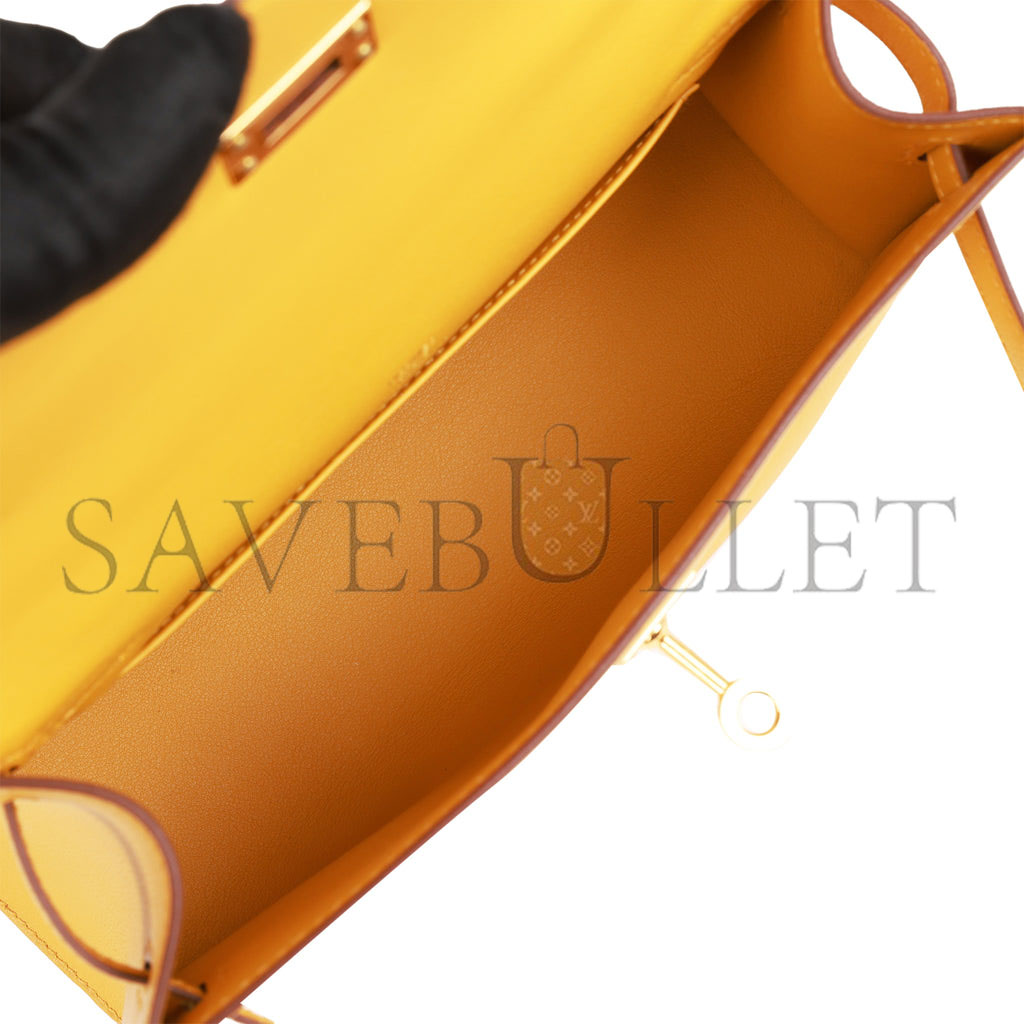 H**mes kelly pochette jaune ambre swift gold hardware (22*12*13cm)