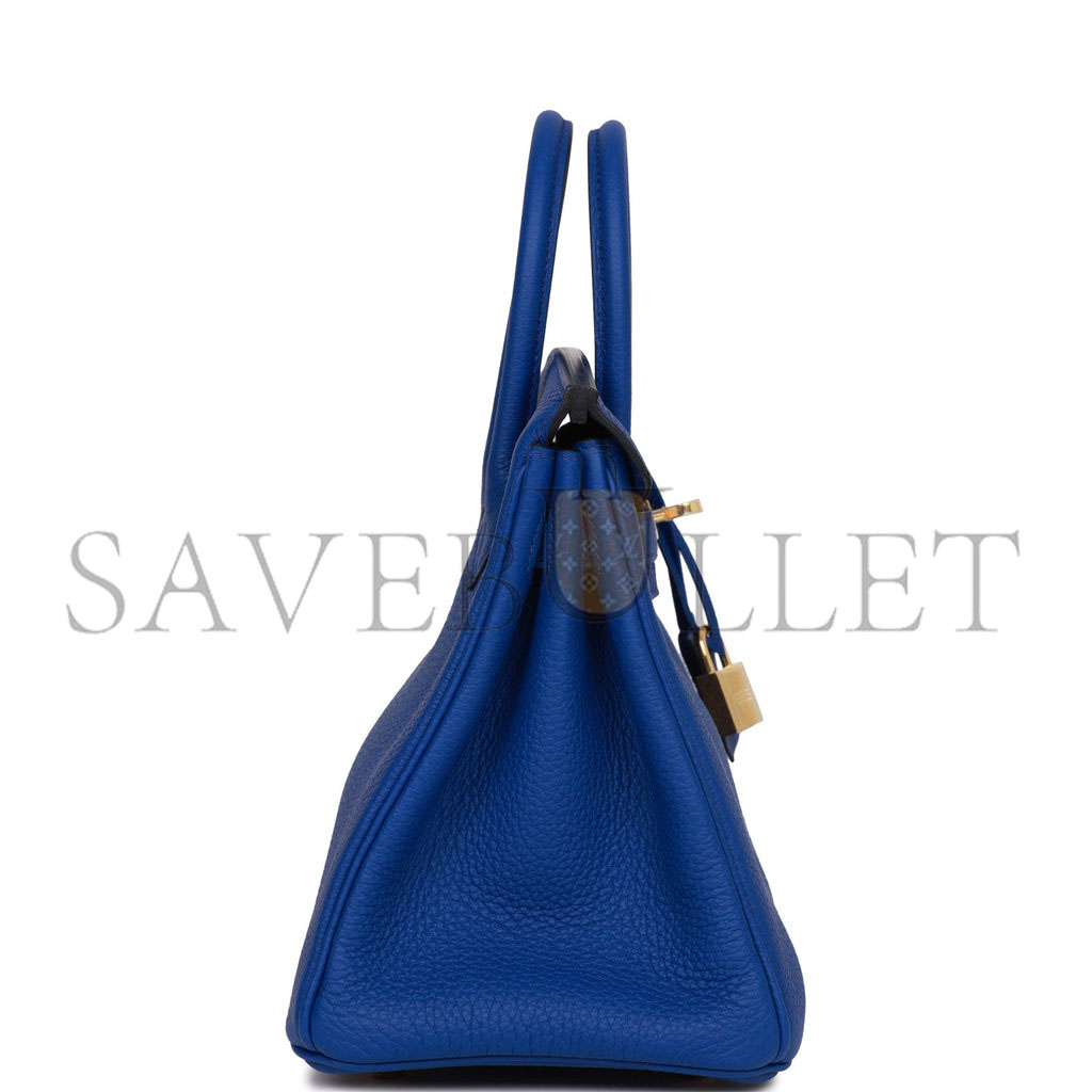 H**mes birkin 25 bleu royal togo gold hardware handmade (25cm)