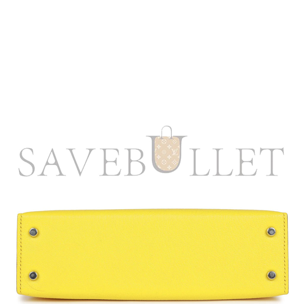 H**mes mini kelly sellier 20 jaune citron chÈvre palladium hardware (19*12*5.5cm)