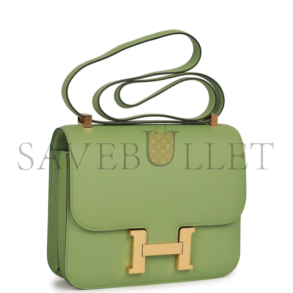 H**mes constance 24 vert criquet epsom gold hardware (24cm)