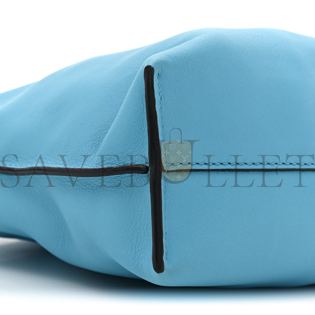 l*ew* calfskin mini flamenco knot bag cyan (22*18*7cm)