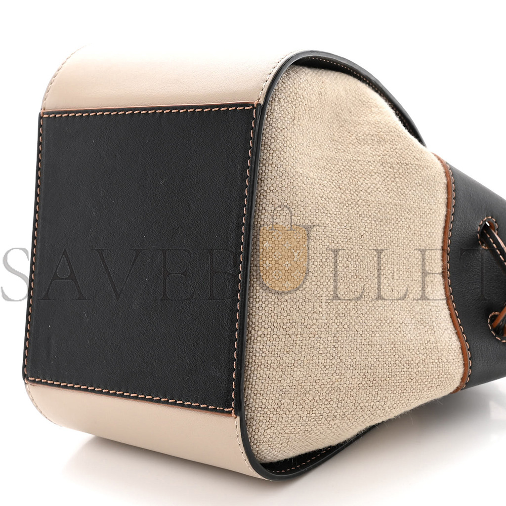 l*ew* calfskin canvas mini hammock shoulder bag mink black (20*16*10cm)