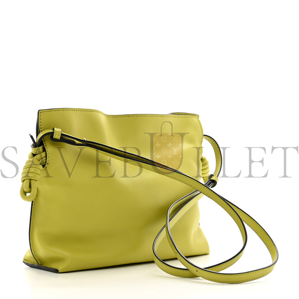 l*ew* calfskin mini flamenco knot clutch lime yellow (23*18*7cm)