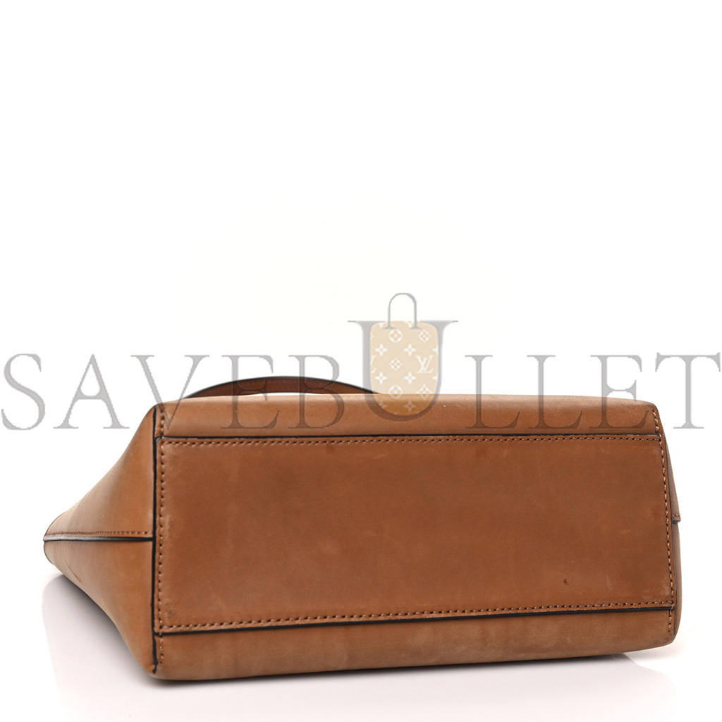 l*ew* calfskin double handle square tote camel capri blue (22*21*10cm)