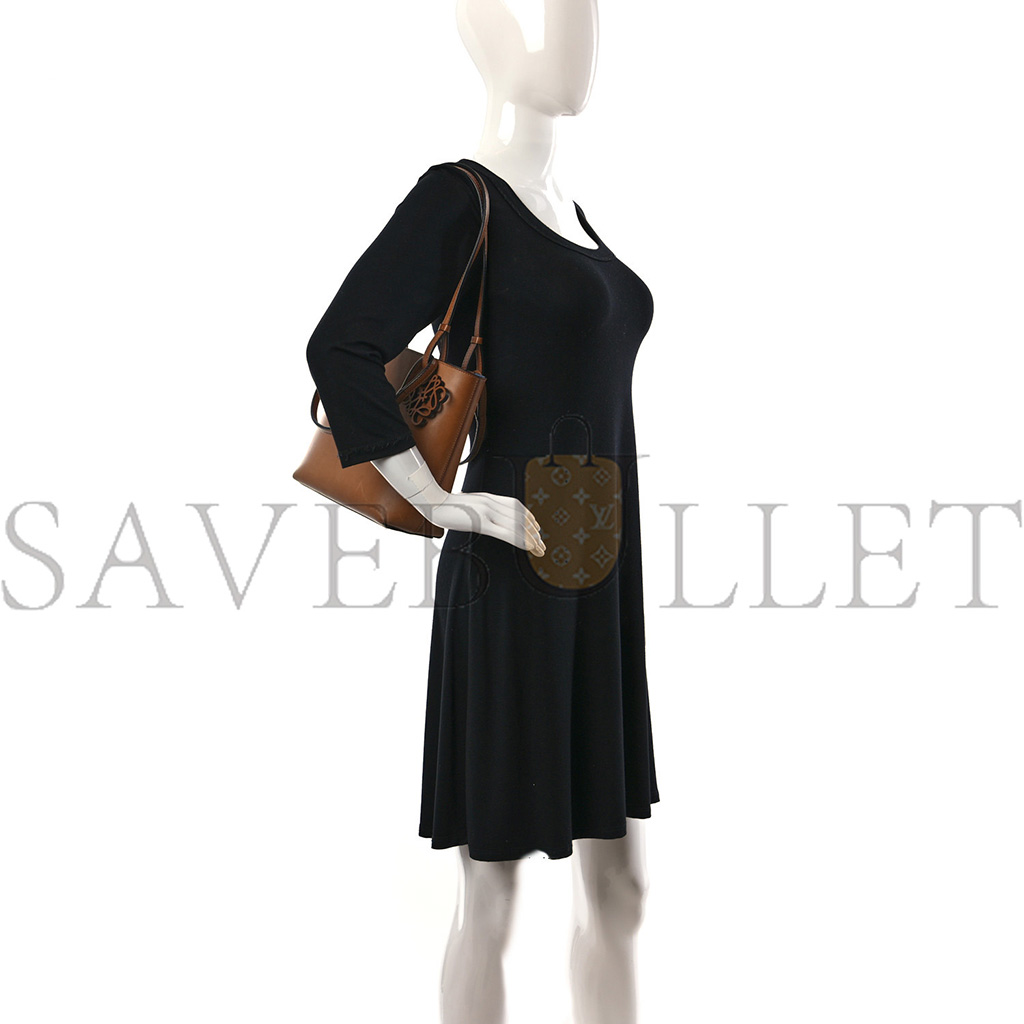 l*ew* calfskin double handle square tote camel capri blue (22*21*10cm)