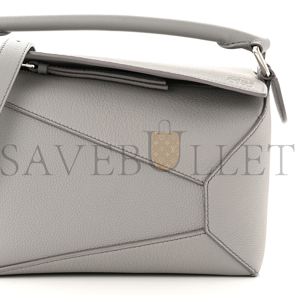 l*ew* calfskin small puzzle edge bag pearl grey (24*15*11cm)