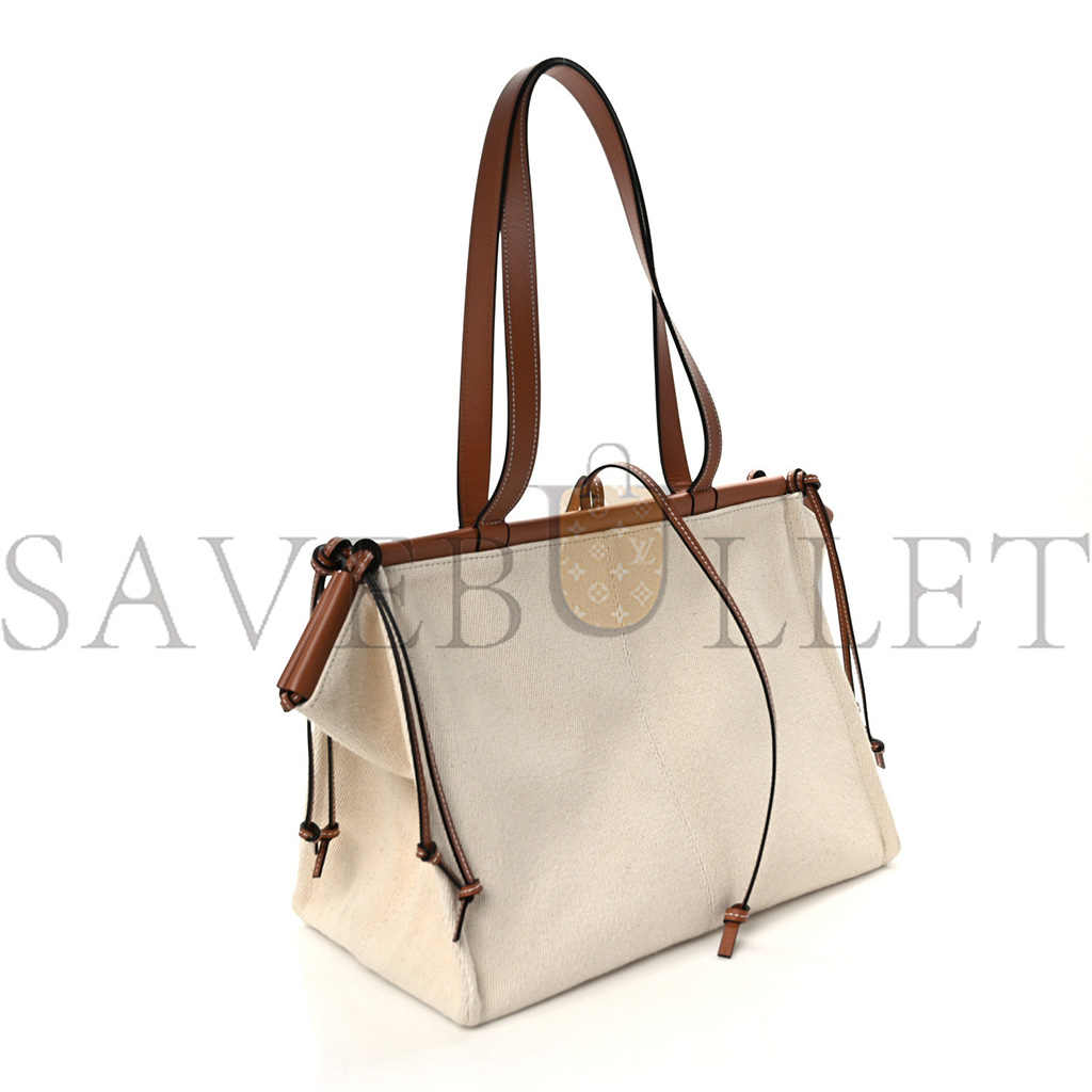 l*ew* canvas calfskin small cushion tote beige (32*23*15cm)