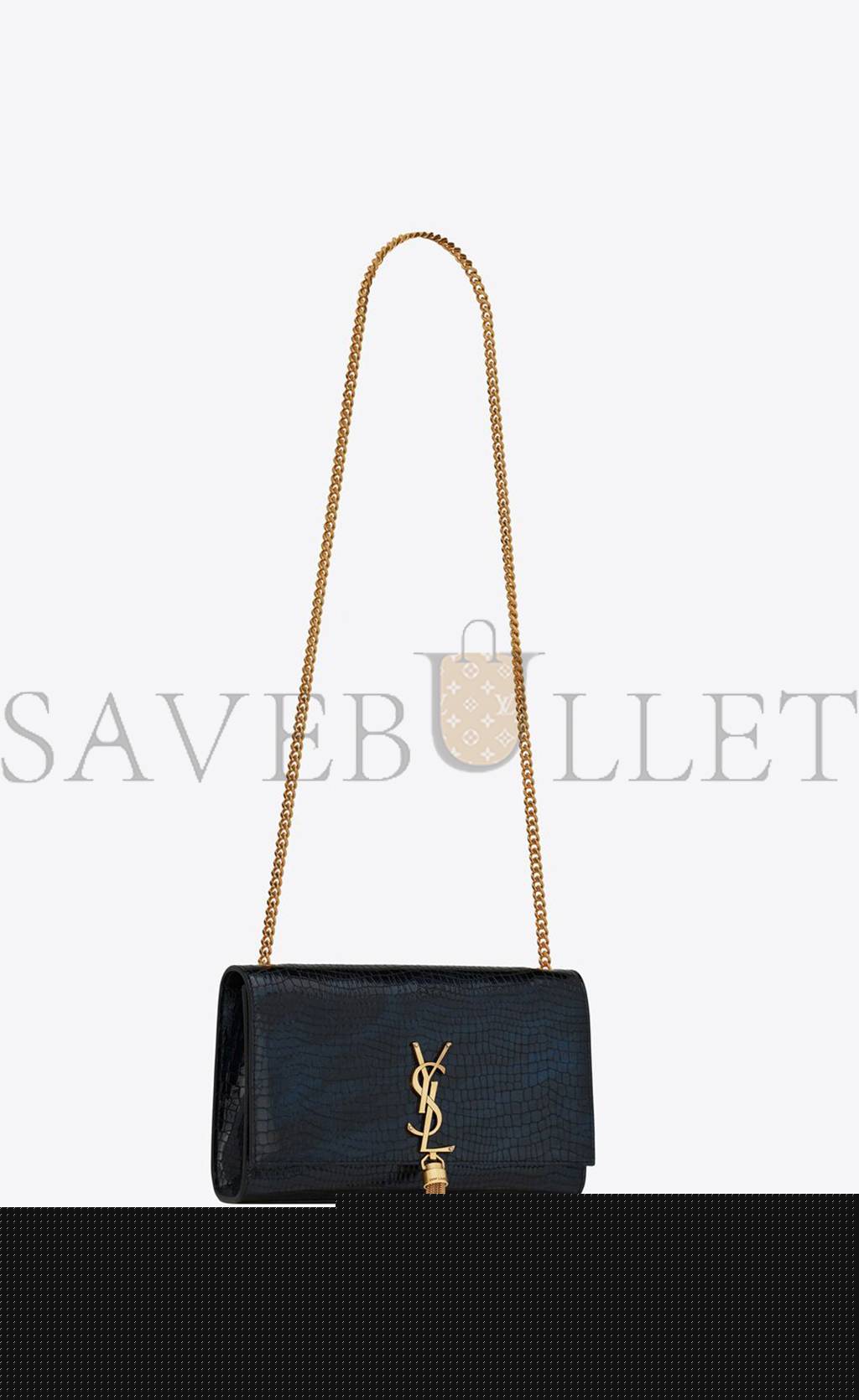 Y*L kate medium chain bag with tassel in shiny crocodile-embossed leather 354119aaay14083 (24*14.5*5.5cm)