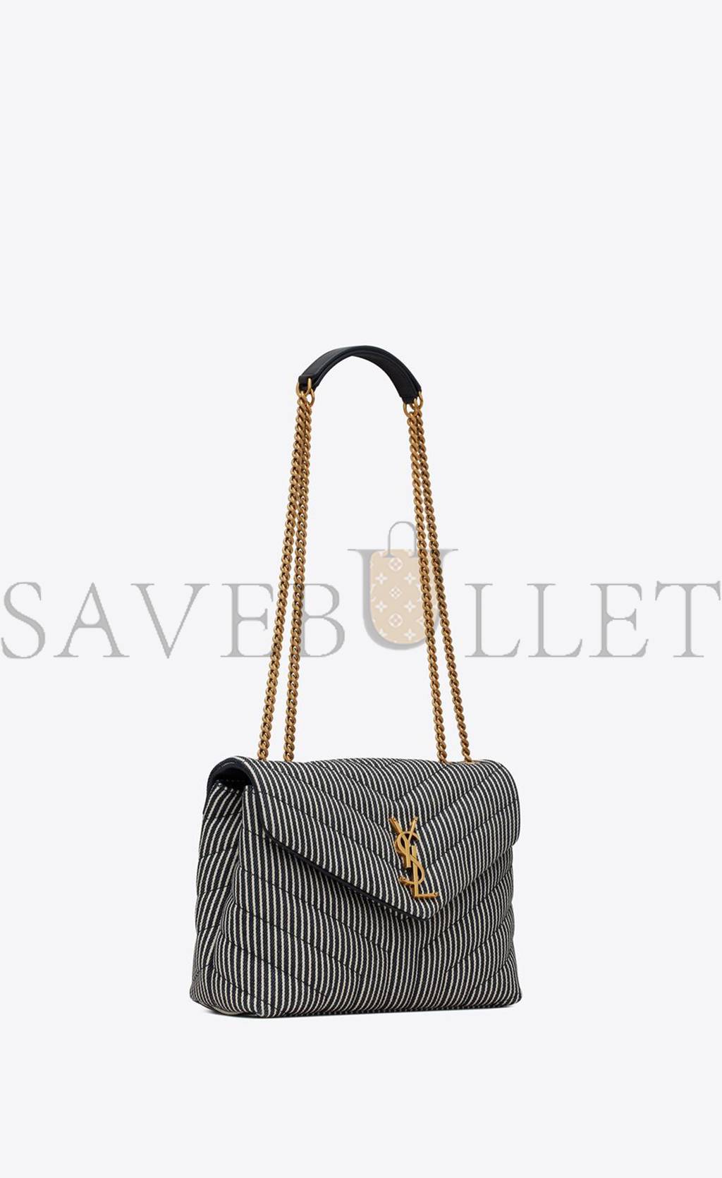 Y*L loulou small chain bag in quilted striped denim 494699faa7g4165 (23*17*9cm)