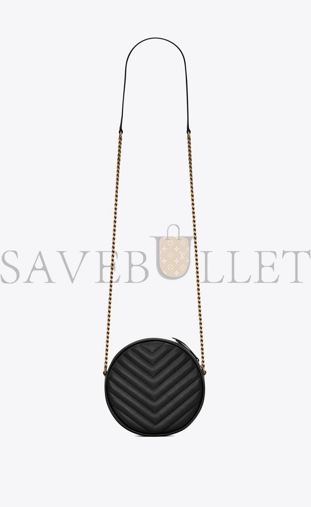 Y*L vinyle round camera bag in chevron-quilted grain de poudre embossed leather 6104361gf071000 (17*17*5.5cm)