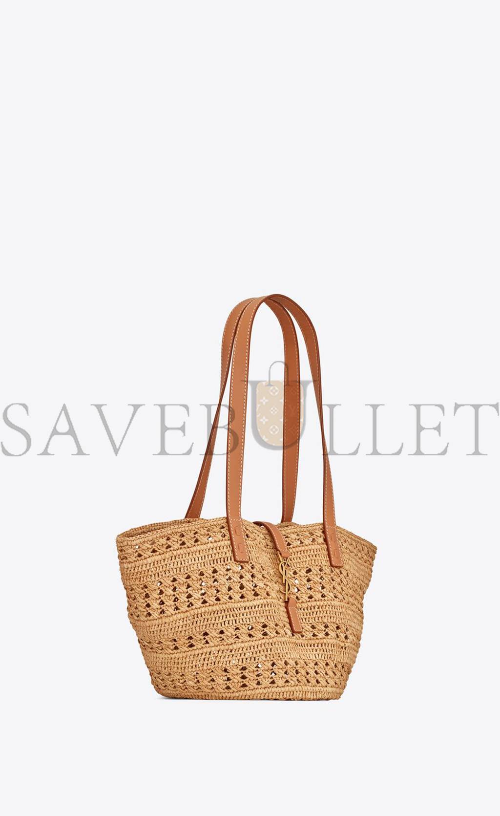 Y*L panier small bag in crochet raffia and smooth leather 685618gaaac2080 (38*21*20cm)