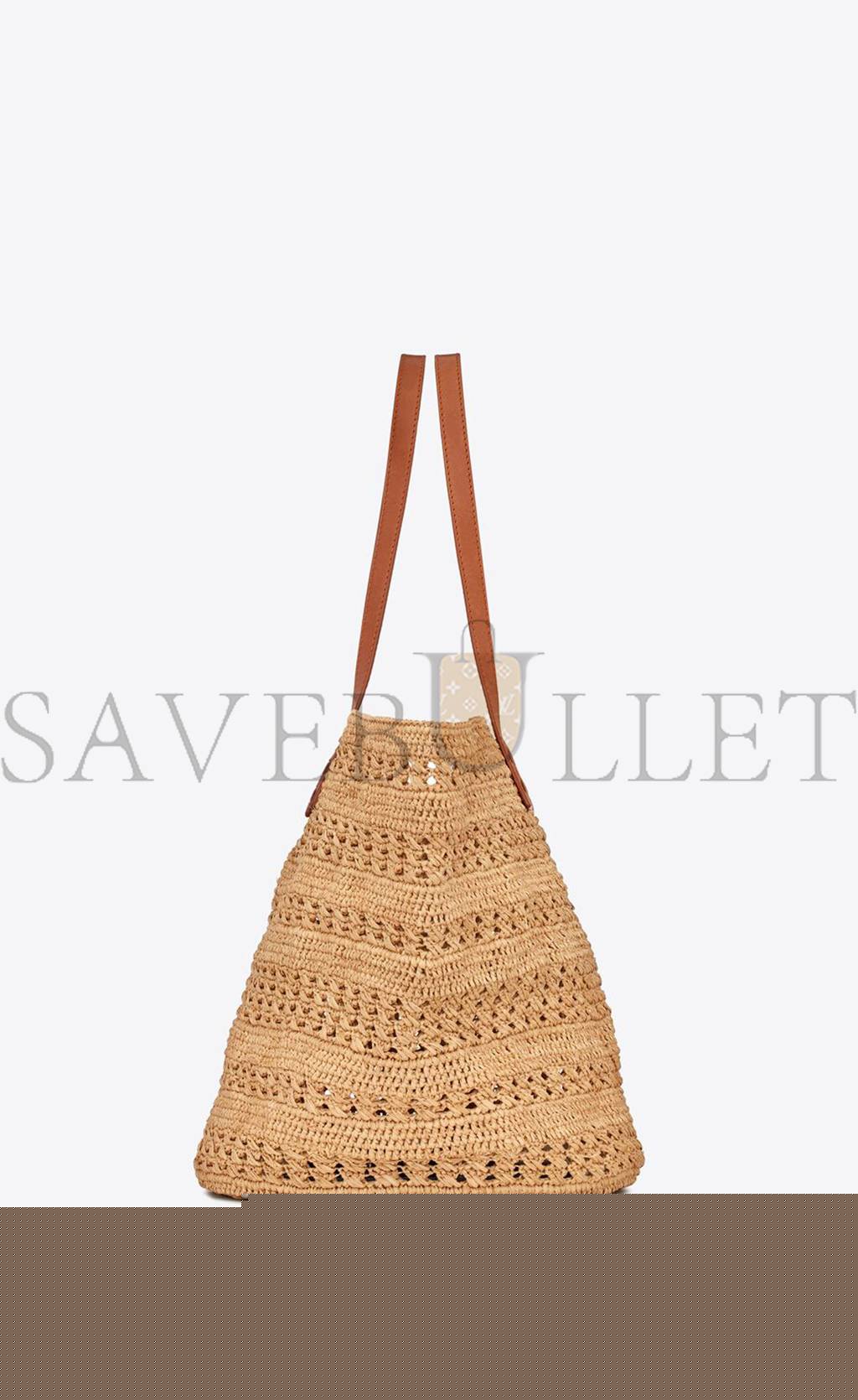 Y*L panier medium bag in crochet raffia and smooth leather 688221gaaac2080 (38*21*20cm)