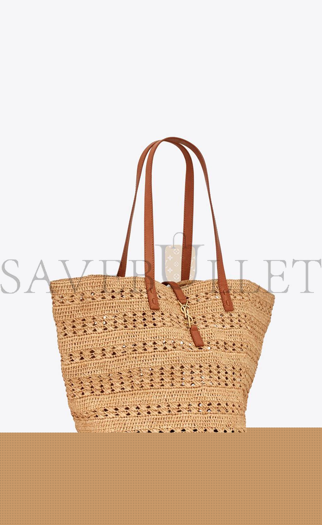 Y*L panier medium bag in crochet raffia and smooth leather 688221gaaac2080 (38*21*20cm)