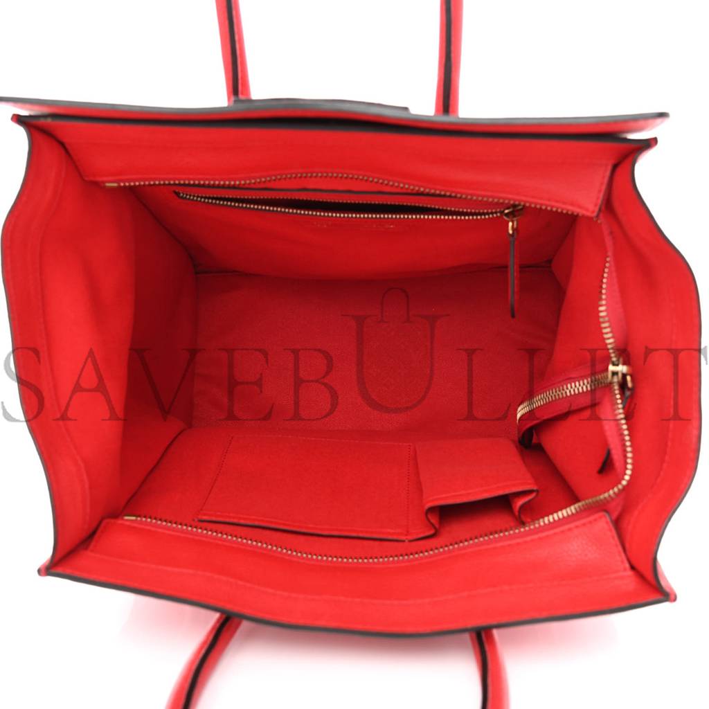 Ce**e drummed calfskin mini luggage coquelicot (32*30*18cm)