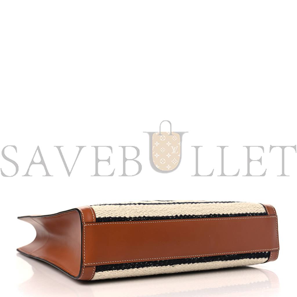 Ce**e all over textile calfskin small vertical cabas natural tan black (32*29*8cm)