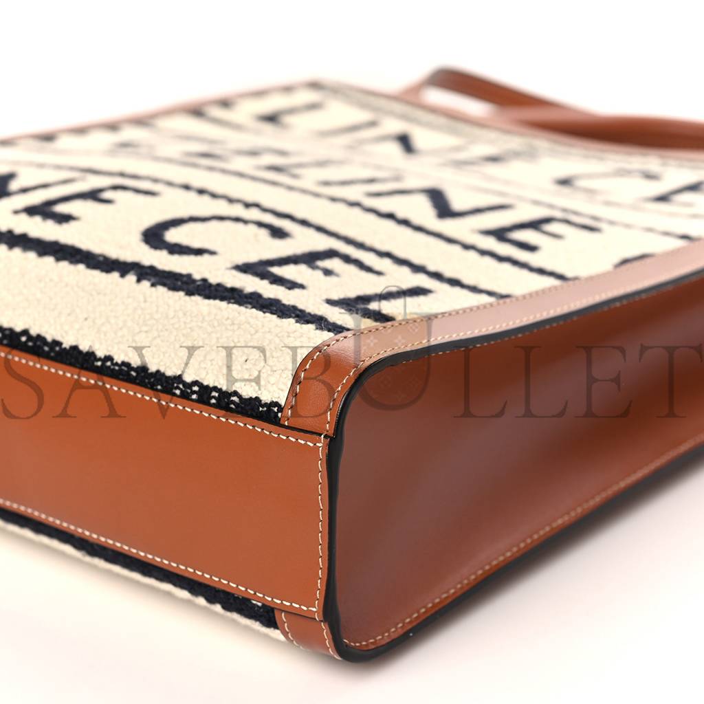 Ce**e all over textile calfskin small vertical cabas natural tan black (32*29*8cm)