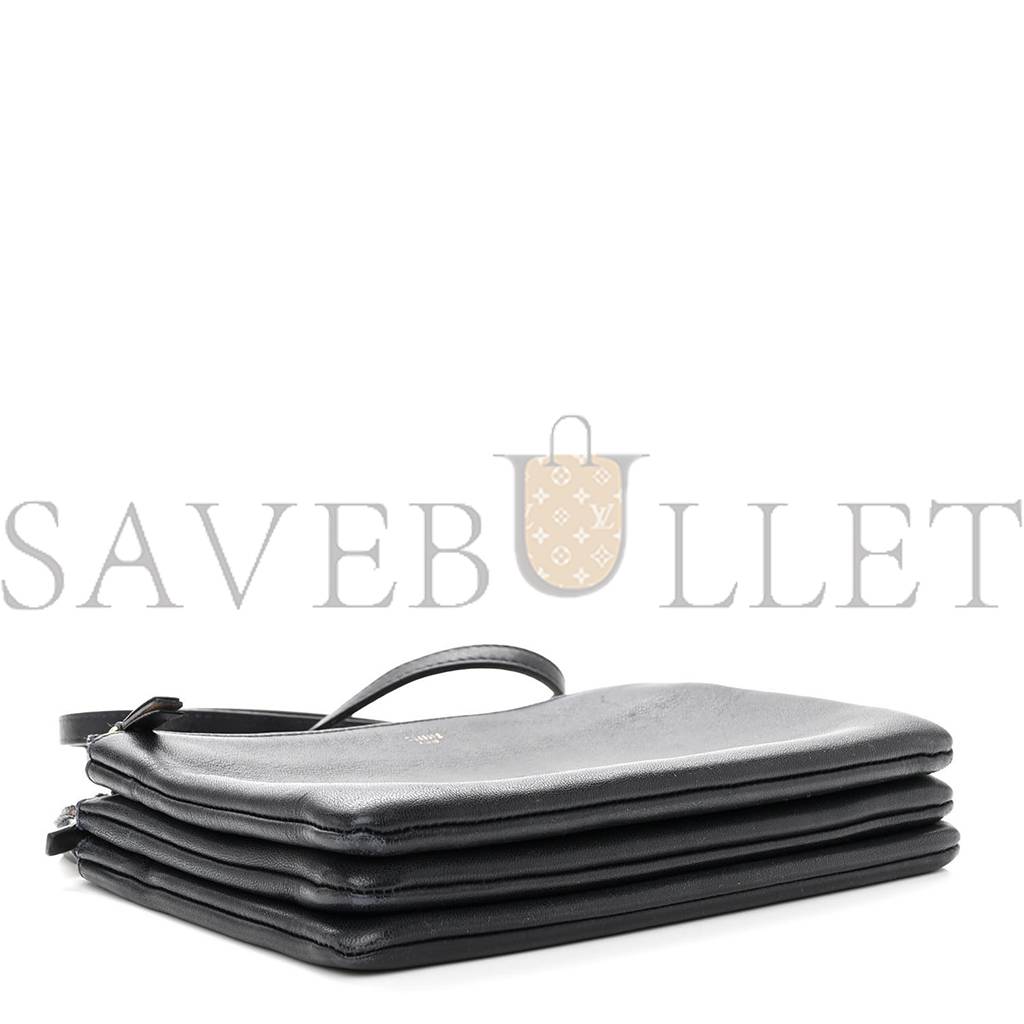 Ce**e lambskin small trio crossbody bag black (22*15*3cm)