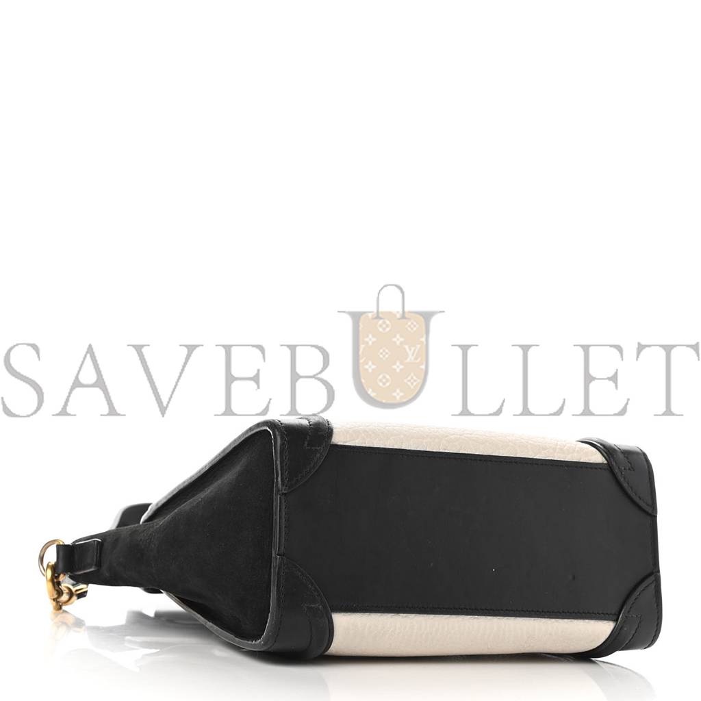 Ce**e bullhide calfskin nubuck bi-color nano luggage black white (20*20*10cm)