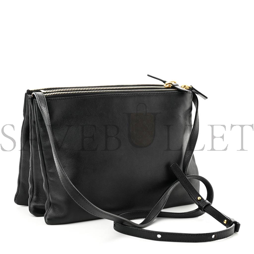 Ce**e lambskin small trio crossbody bag black (22*15*4cm)v