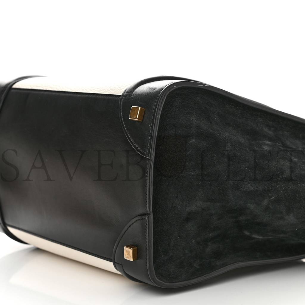 Ce**e bullhide calfskin mini bi-color luggage black white (34*30*17cm)