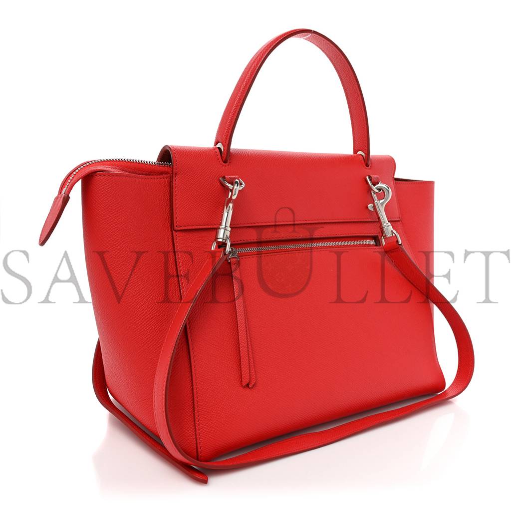 Ce**e grained calfskin mini belt bag coquelicot (32*30*18cm)