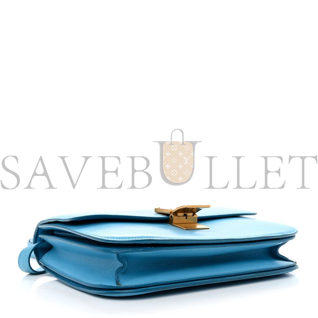 Ce**e box calfskin medium classic box flap bag blue (23*18*6cm)