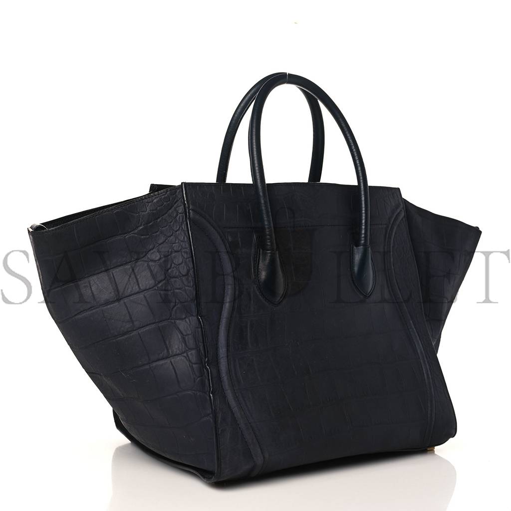 Ce**e crocodile embossed calfskin medium phantom luggage navy blue (30*27*24cm)
