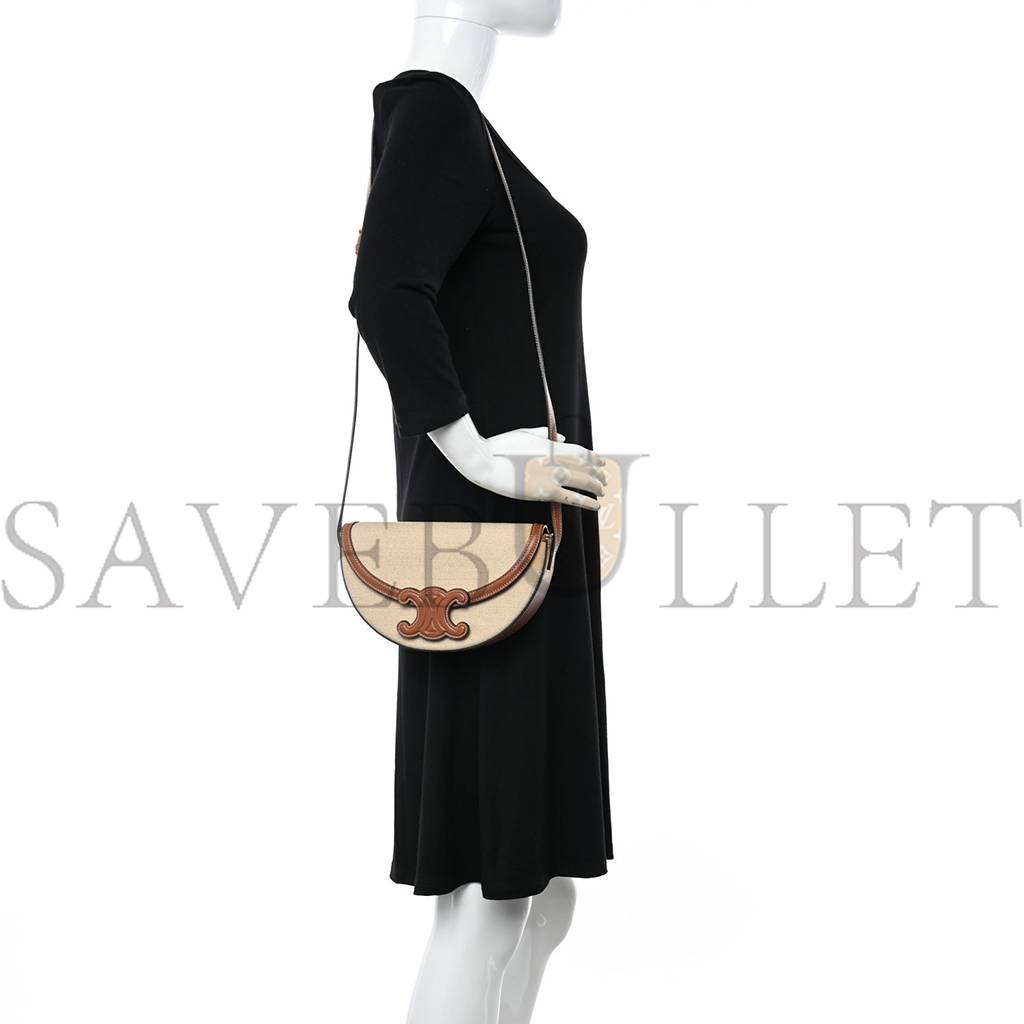 Ce**e textile calfskin triomphe besace natural tan (22*14*6cm)