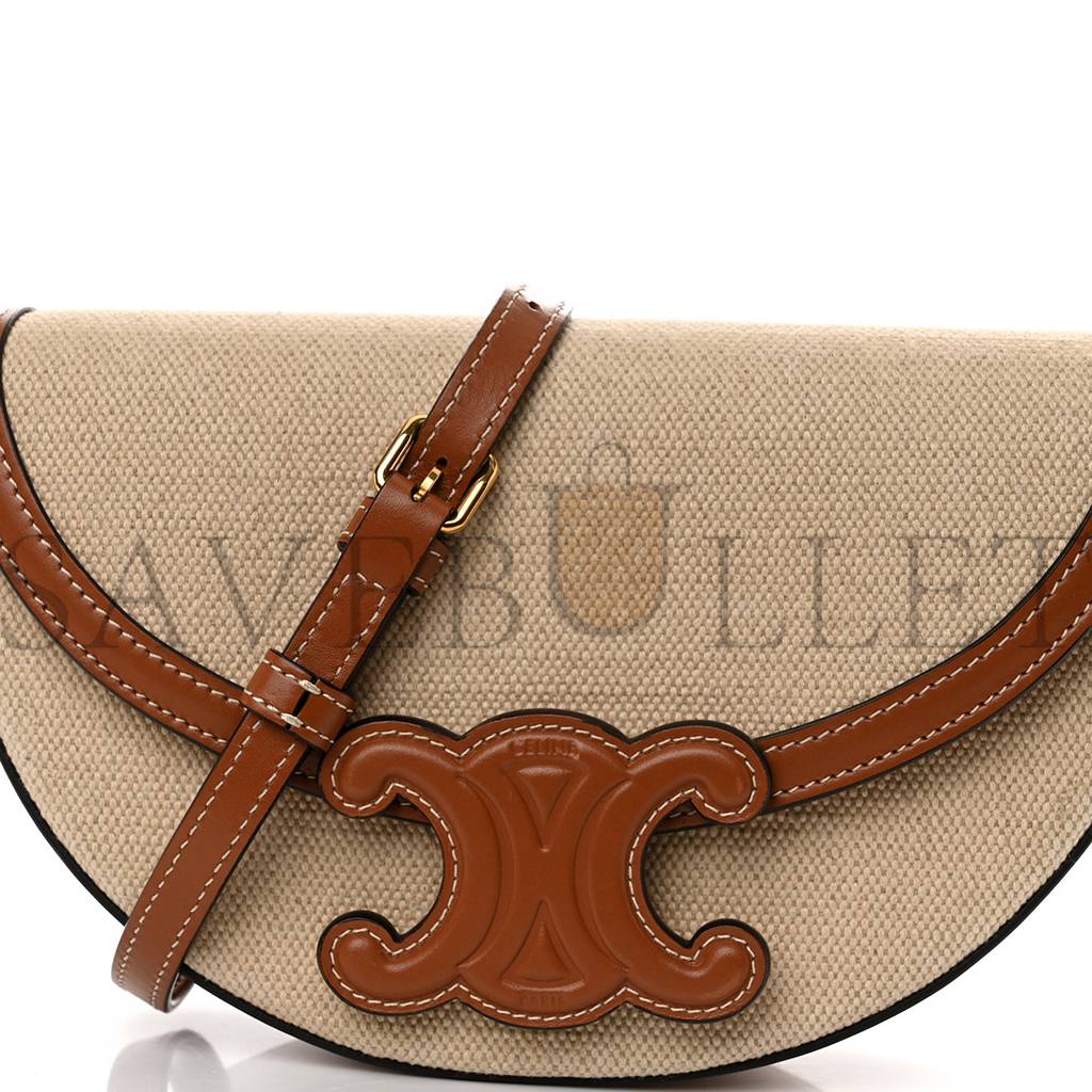 Ce**e textile calfskin triomphe besace natural tan (22*14*6cm)