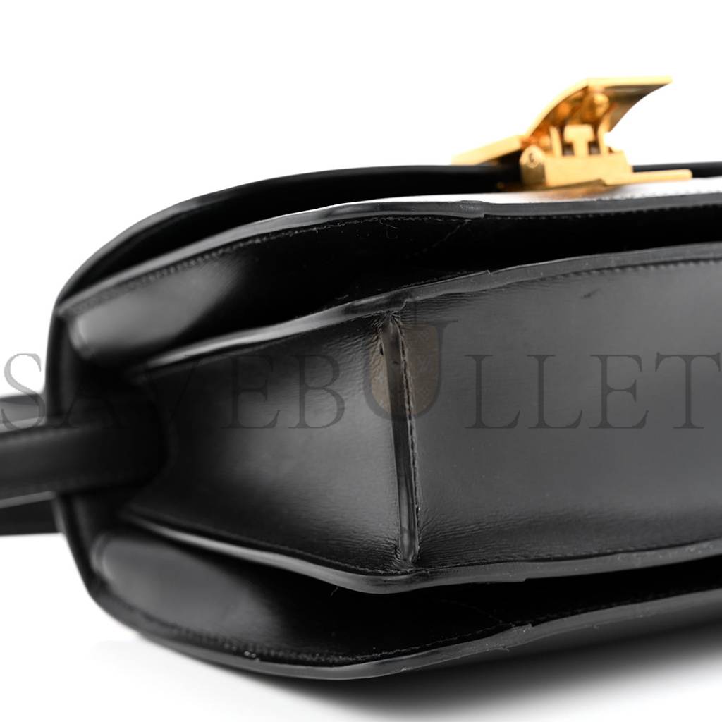 Ce**e box calfskin small classic box flap bag black (17*13*8cm)