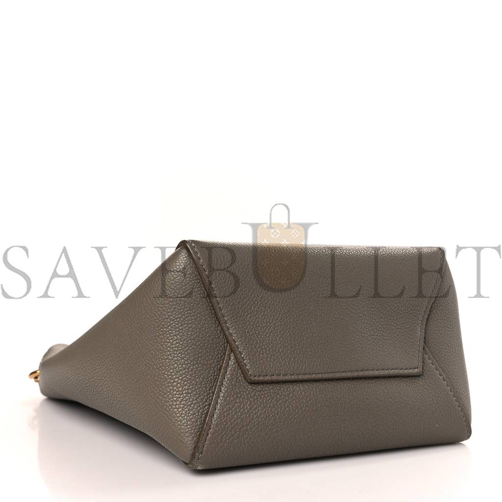 Ce**e soft grained calfskin small sangle bucket bag taupe (25*18*12cm)
